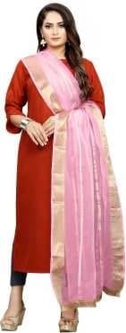 Hand-Block Dupatta — Dusty Rose