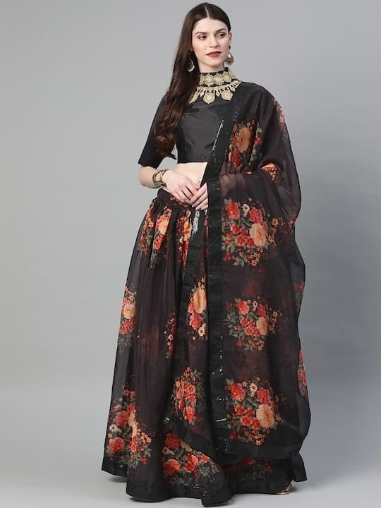 Brocade Lehenga Choli — Peacock Blue