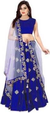 Net Sequinned Lehenga Choli — Ivory