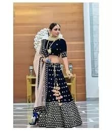 Mirror-Work Georgette Lehenga Choli — Wine