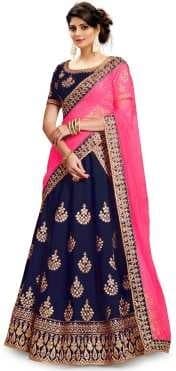 Hand-Block Cotton Lehenga Choli — Royal Blue