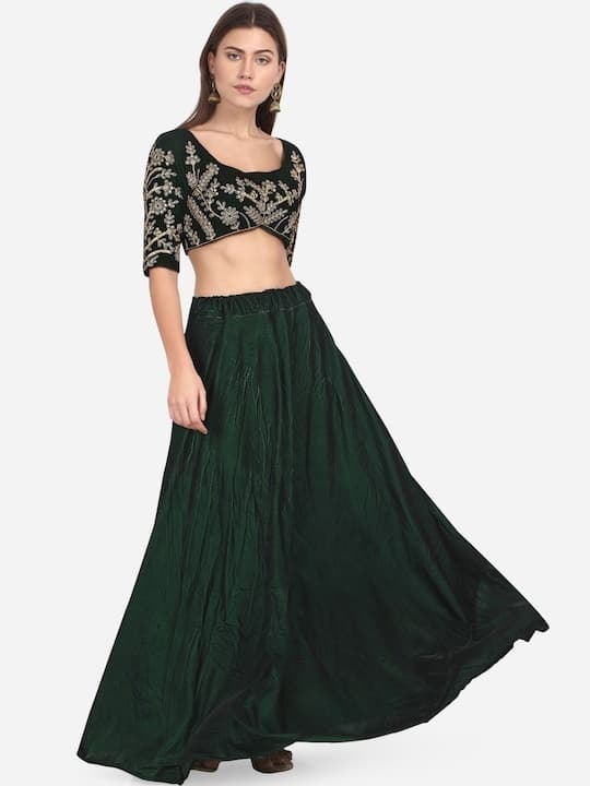 Mirror-Work Georgette Lehenga Choli — Wine