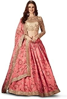 Embroidered Faux Georgette Lehenga Choli — Ivory