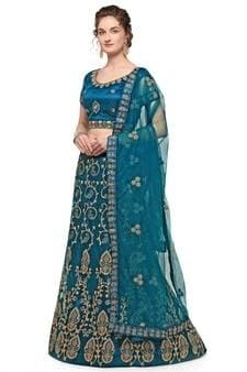 Raw Silk Lehenga Choli — Royal Blue