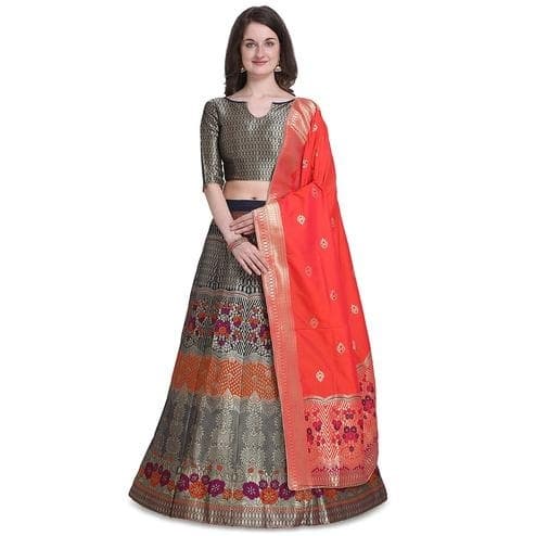 Velvet Lehenga Choli — Royal Blue