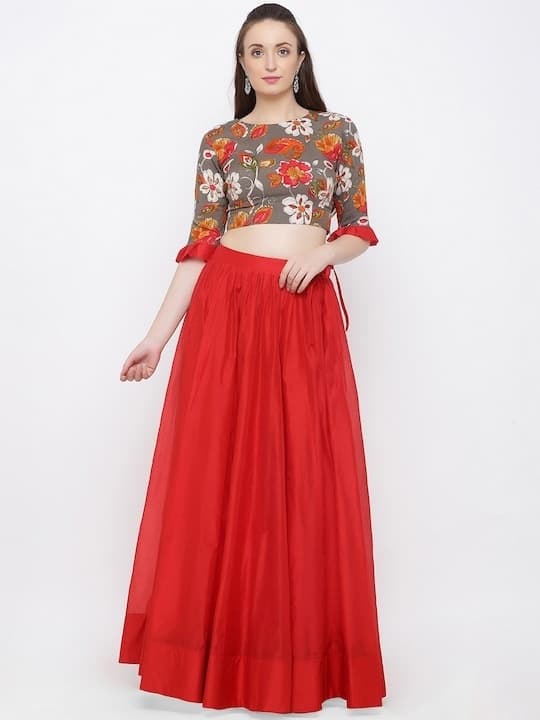 Raw Silk Lehenga Choli — Champagne Gold