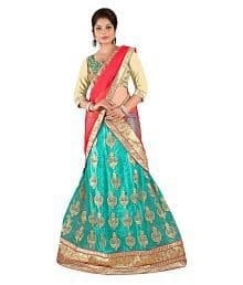 Embroidered Faux Georgette Lehenga Choli — Royal Blue