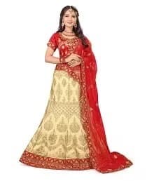 Embroidered Faux Georgette Lehenga Choli — Royal Blue