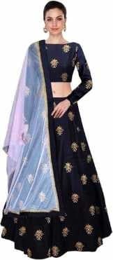 Mirror-Work Georgette Lehenga Choli — Pastel Pink