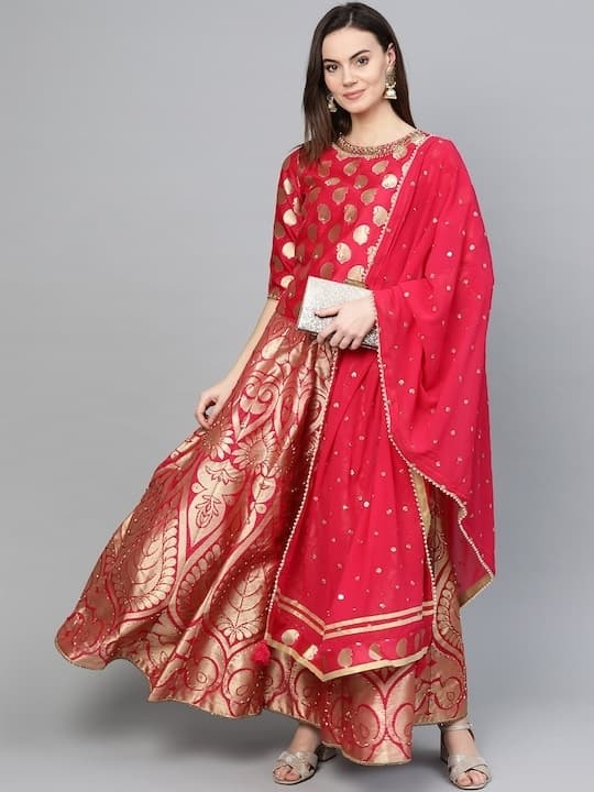 Chanderi Lehenga Choli — Champagne Gold