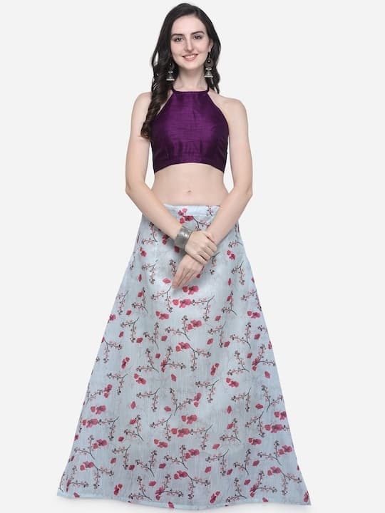 Net Sequinned Lehenga Choli — Peacock Blue