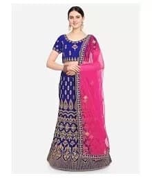 Net Sequinned Lehenga Choli — Maroon