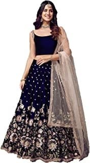 Embroidered Faux Georgette Lehenga Choli — Peacock Blue