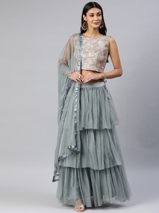 Raw Silk Lehenga Choli — Royal Blue