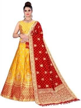Embroidered Faux Georgette Lehenga Choli — Ivory