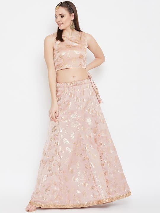 Mirror-Work Georgette Lehenga Choli — Peacock Blue