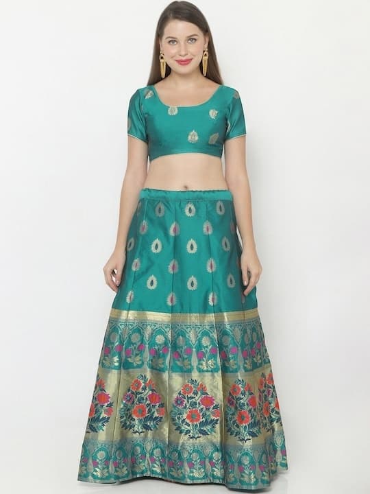 Embroidered Faux Georgette Lehenga Choli — Wine