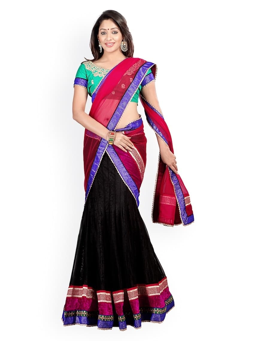 Embroidered Faux Georgette Lehenga Choli — Ivory