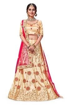 Net Sequinned Lehenga Choli — Mint Green