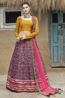 Banarasi Silk Lehenga Choli — Champagne Gold