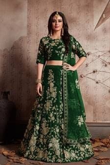 Hand-Block Cotton Lehenga Choli — Deep Red