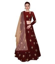 Mirror-Work Georgette Lehenga Choli — Saffron