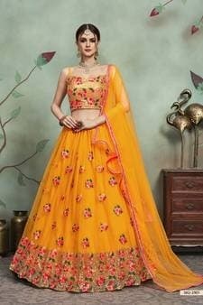Net Sequinned Lehenga Choli — Mint Green