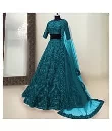 Chanderi Lehenga Choli — Peacock Blue