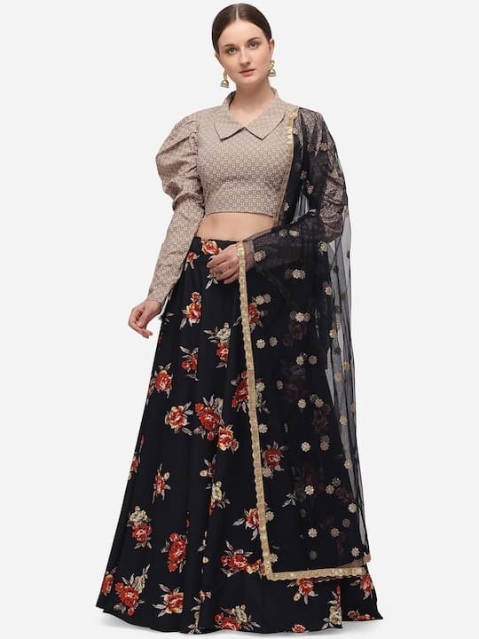 Hand-Block Cotton Lehenga Choli — Rose Gold