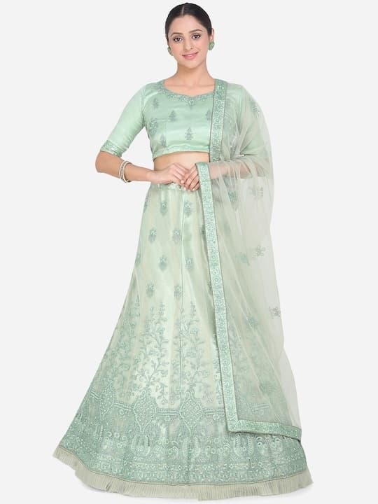 Tafeta Silk Lehenga Choli — Champagne Gold