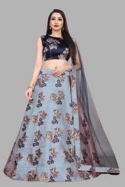 Net Sequinned Lehenga Choli — Royal Blue