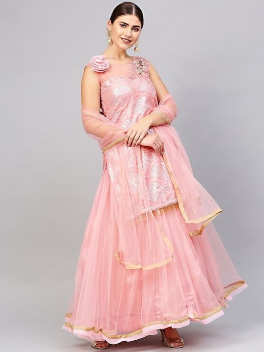 Banarasi Silk Lehenga Choli — Pastel Pink