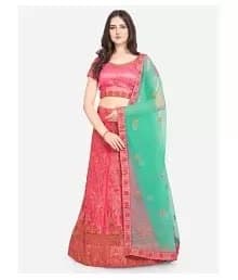 Embroidered Faux Georgette Lehenga Choli — Pastel Pink