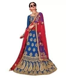 Net Sequinned Lehenga Choli — Wine