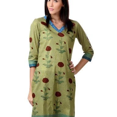 Straight Cut Cotton Kurta — Mint Green