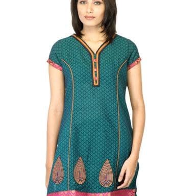 Smock-Top Tunic Dress — Coral