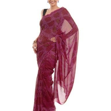 Pochampally Silk Saree — Magenta with Gold Zari