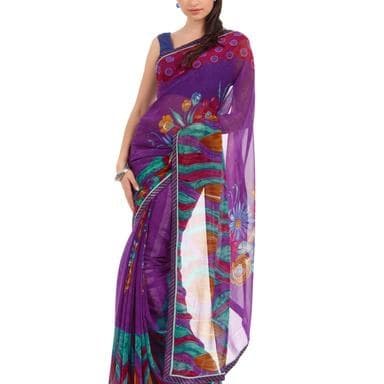 Bhagalpuri Silk Saree — Saffron Yellow with Floral Booti