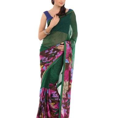 Chanderi Silk Saree — Magenta with Ganga Jamuna